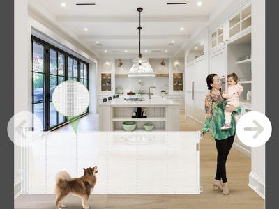 Reinforced 120 inch extra long indoor outdoor retractable baby, safety or dog gate