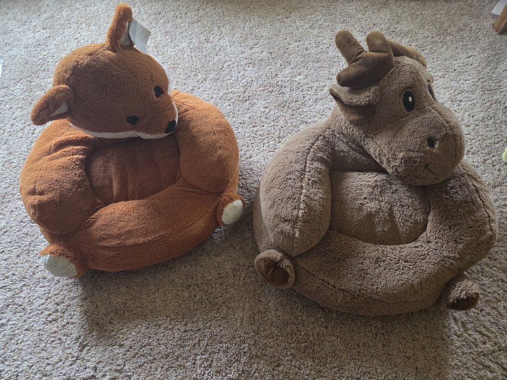 Trend Lab Children's Plush Moose & Fox Chairs