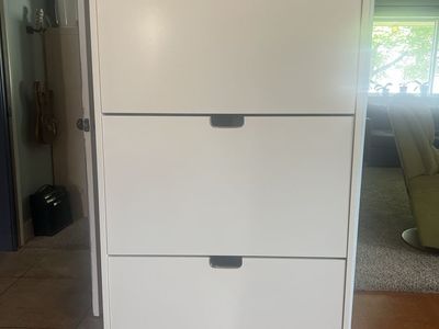 Big White 3-Tier Shoe Storage Cabinet with Tilt-Out Drawers