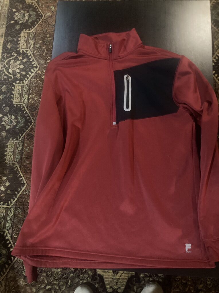 Mens Large Red Fila Pullover Jacket Top Shirt