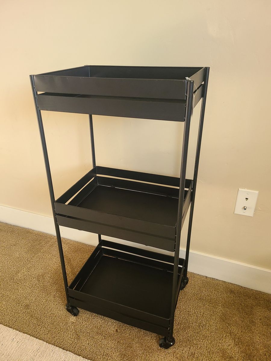 Black metal utility cart