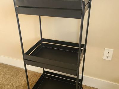 Black metal utility cart