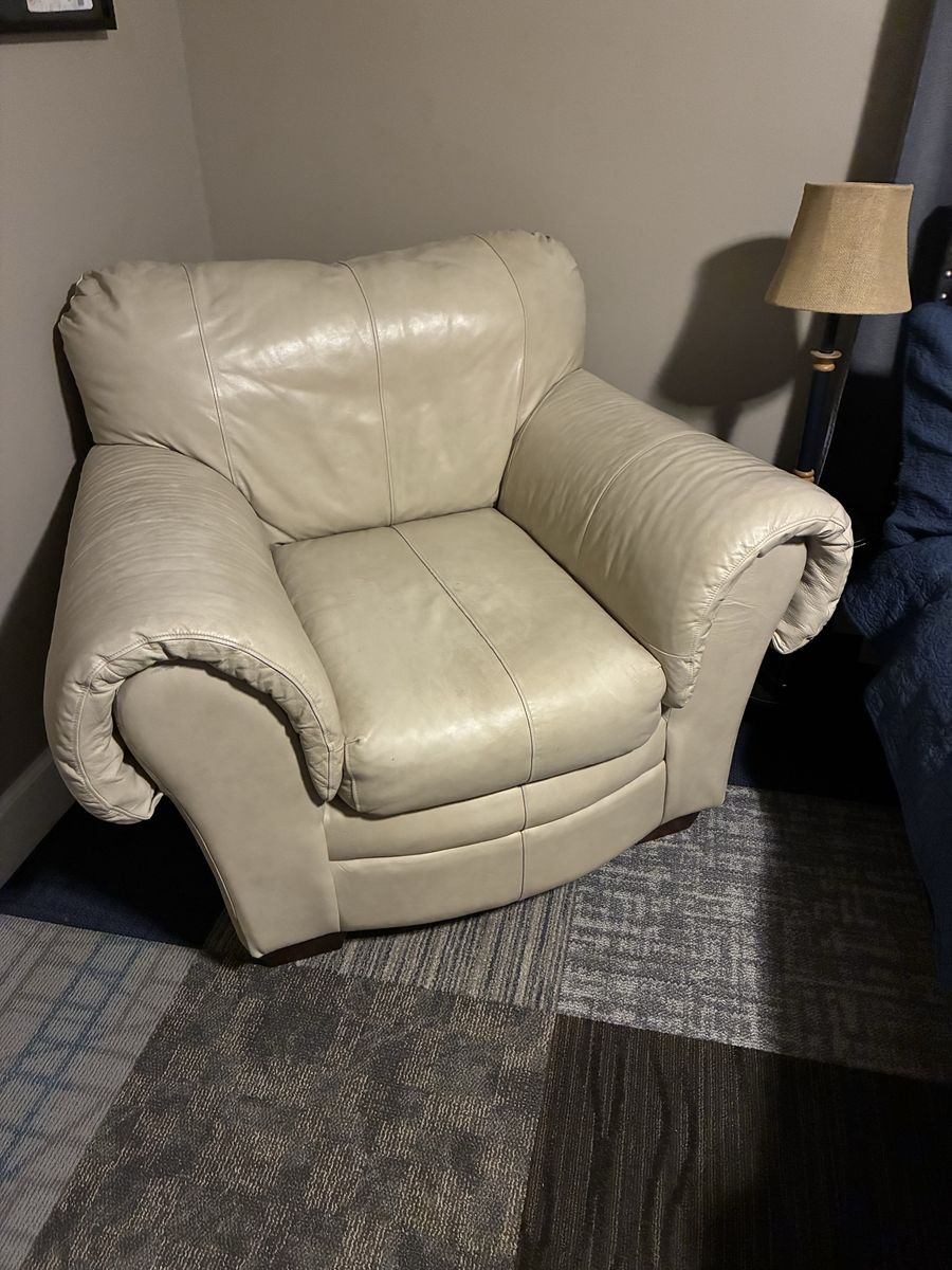 Free oversized leather chair and ottoman
