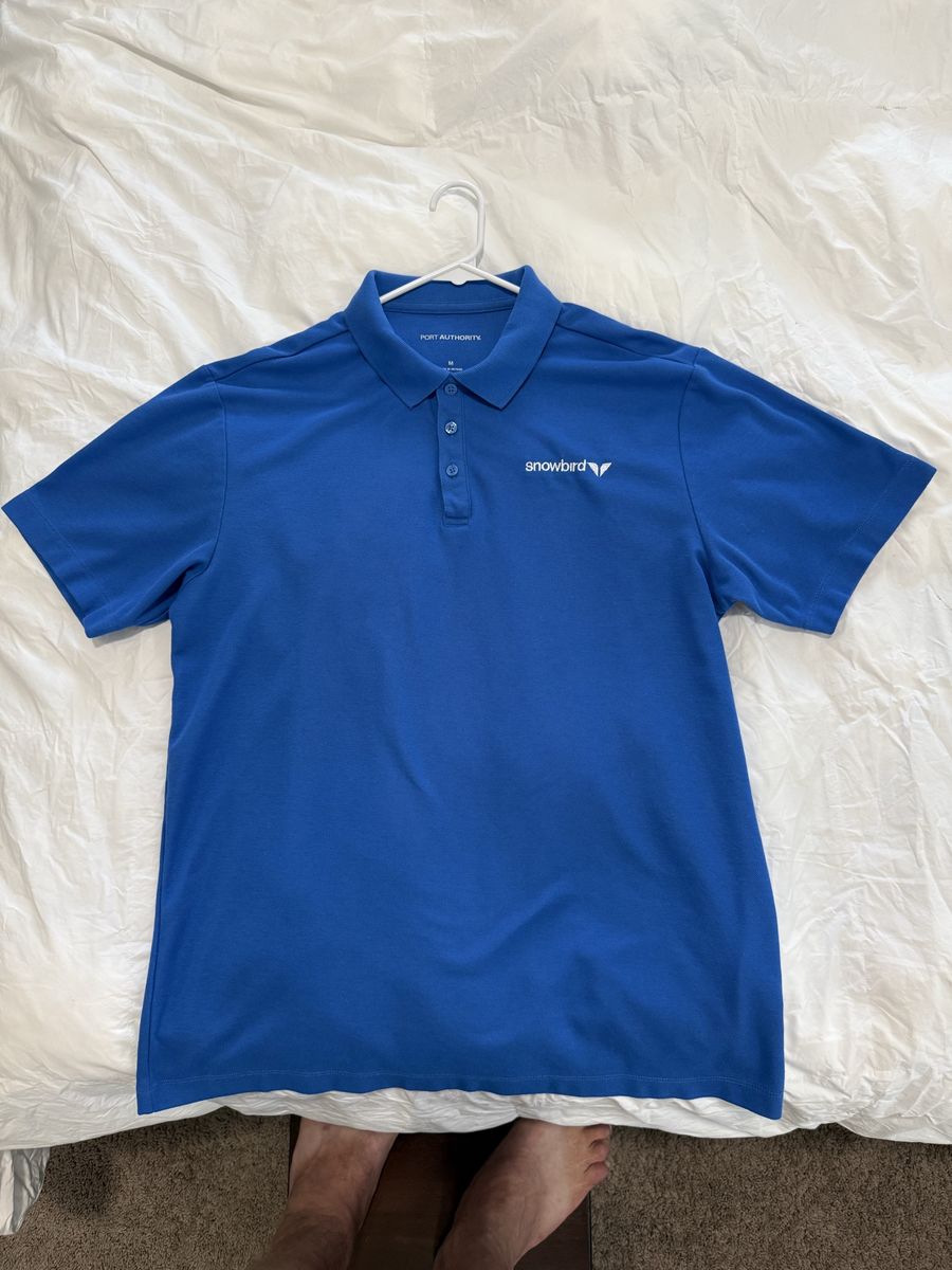 Port Authority Men's Size M Blue Short Sleeve Polo Shirt Snowbird Embroidered Logo
