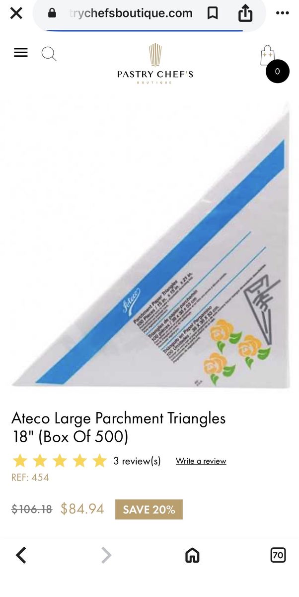 Ateco 18” Large Parchment Triangles – Box of 500