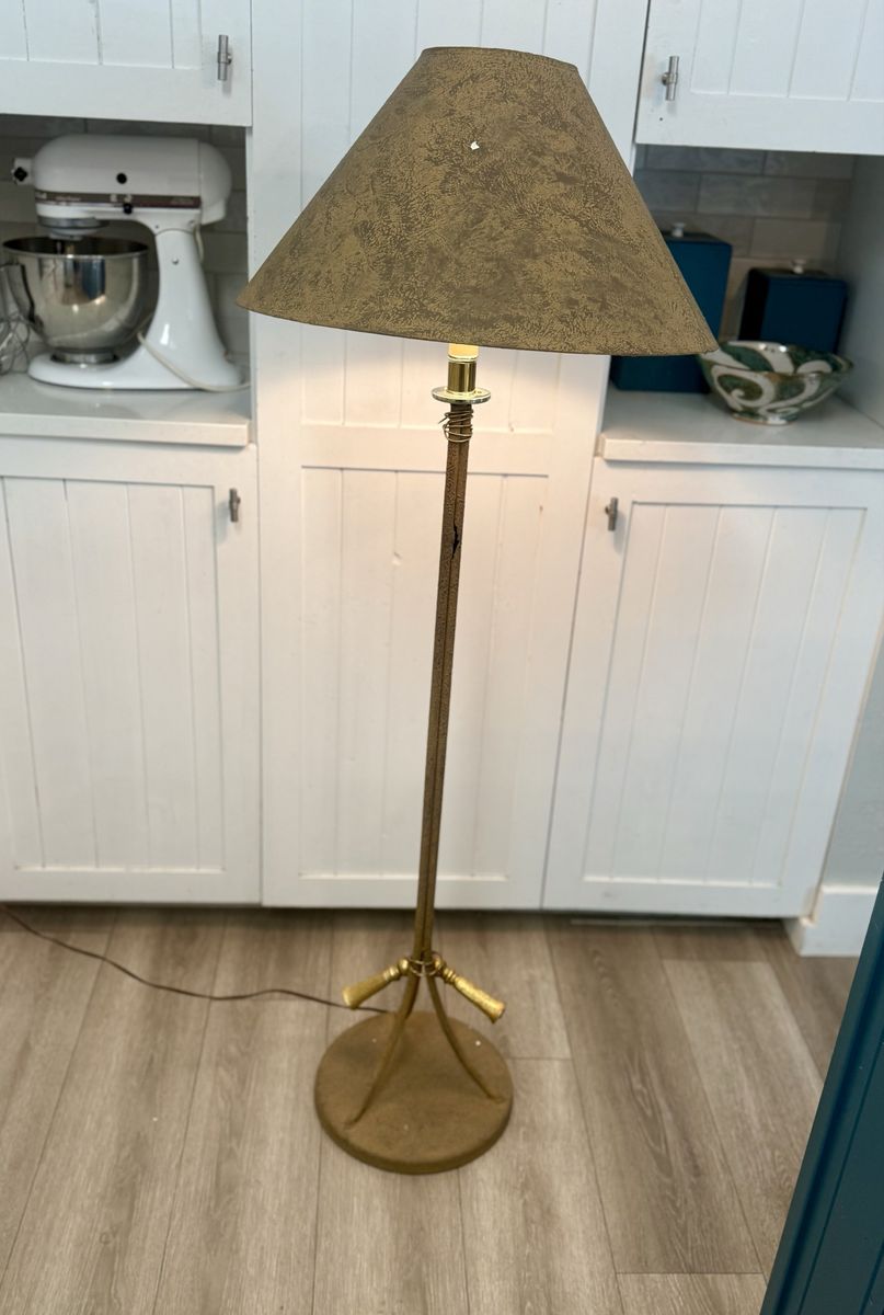 Antique 1950’s Vintage Brass Floor Candlestick Lamp - Great Condition