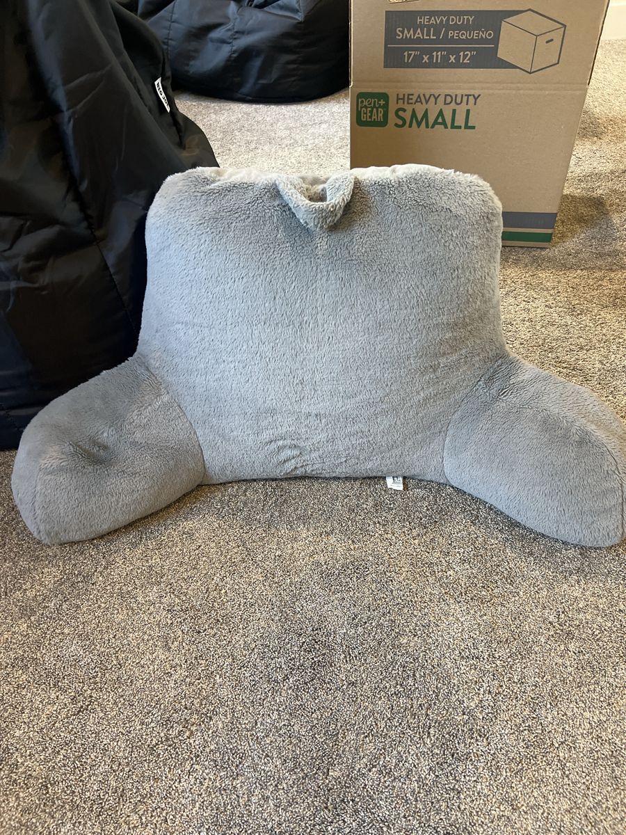 Gray Plush Backrest Pillow Reading Bed Rest