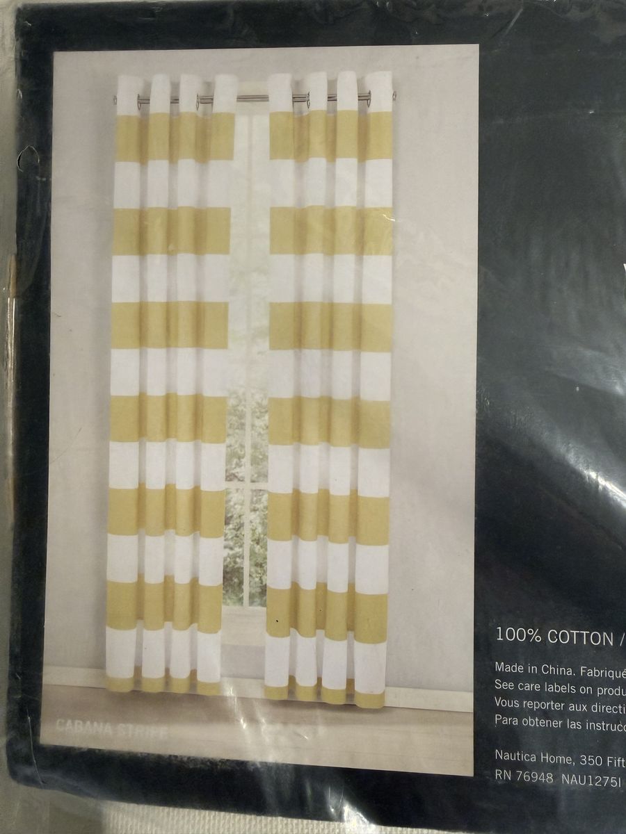 NEW Yellow and White Striped Curtains