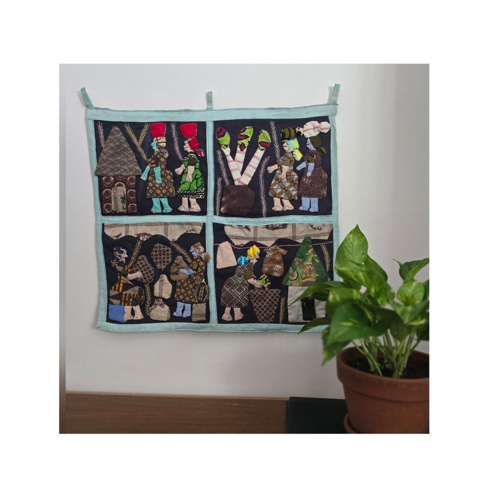 Handmade Weya Story Quilt – Zimbabwe – Village Life Tapestry