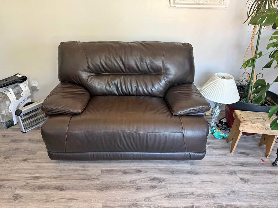 Dark Brown Power Reclining Oversized Chair / Loveseat – Great Condition