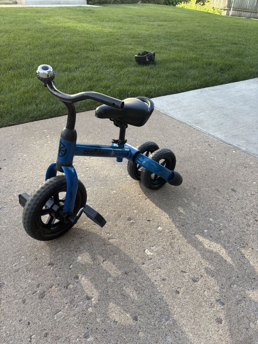 XPIY 3-in-1 Folding Toddler Tricycle Blue Kids' Bike w/ Detachable Pedal & Adjustable Seat