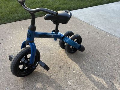 XPIY 3-in-1 Folding Toddler Tricycle Blue Kids' Bike w/ Detachable Pedal & Adjustable Seat