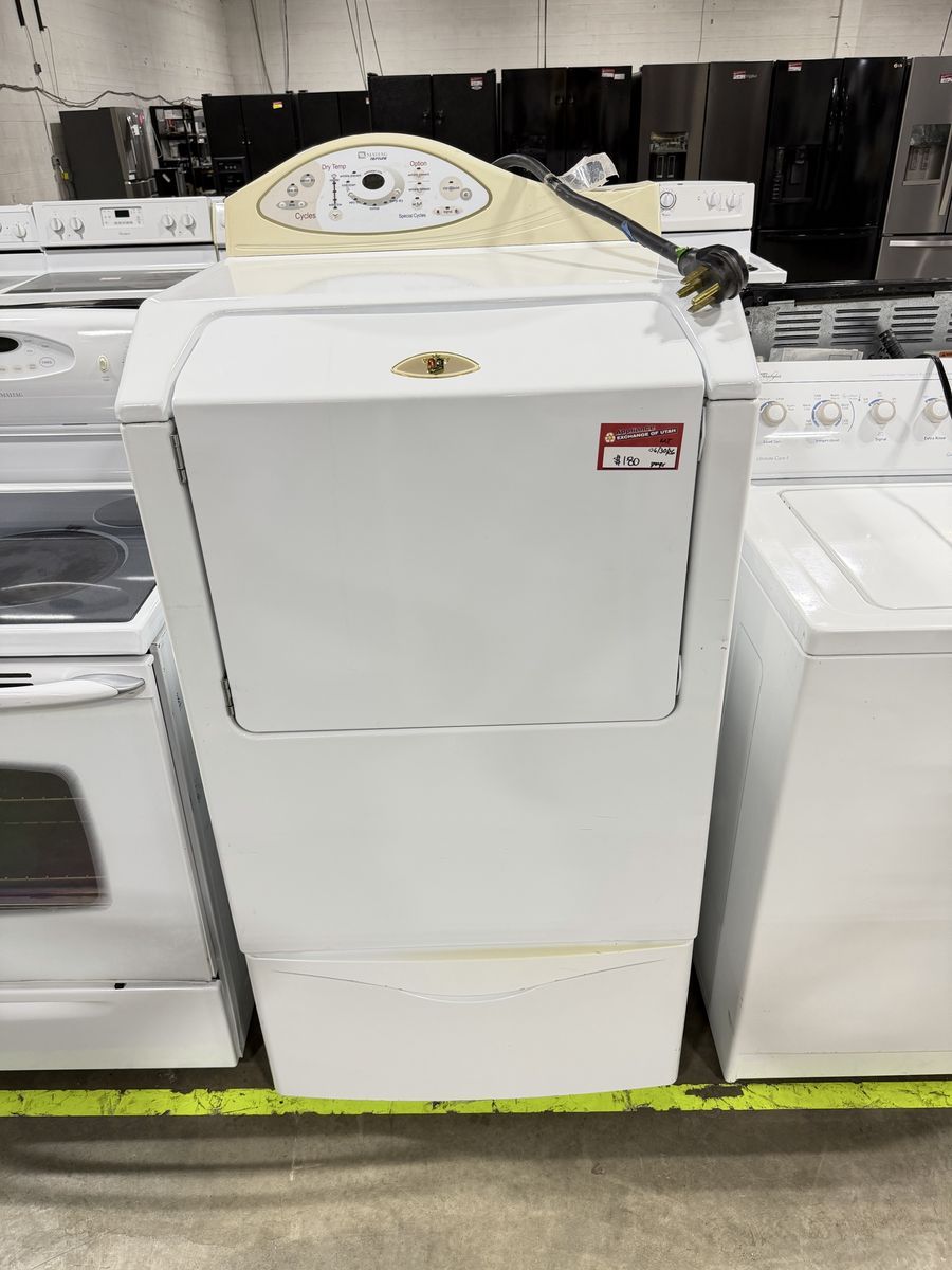 Maytag Neptune White Electric Dryer with Top Controls and Moisture Sensing