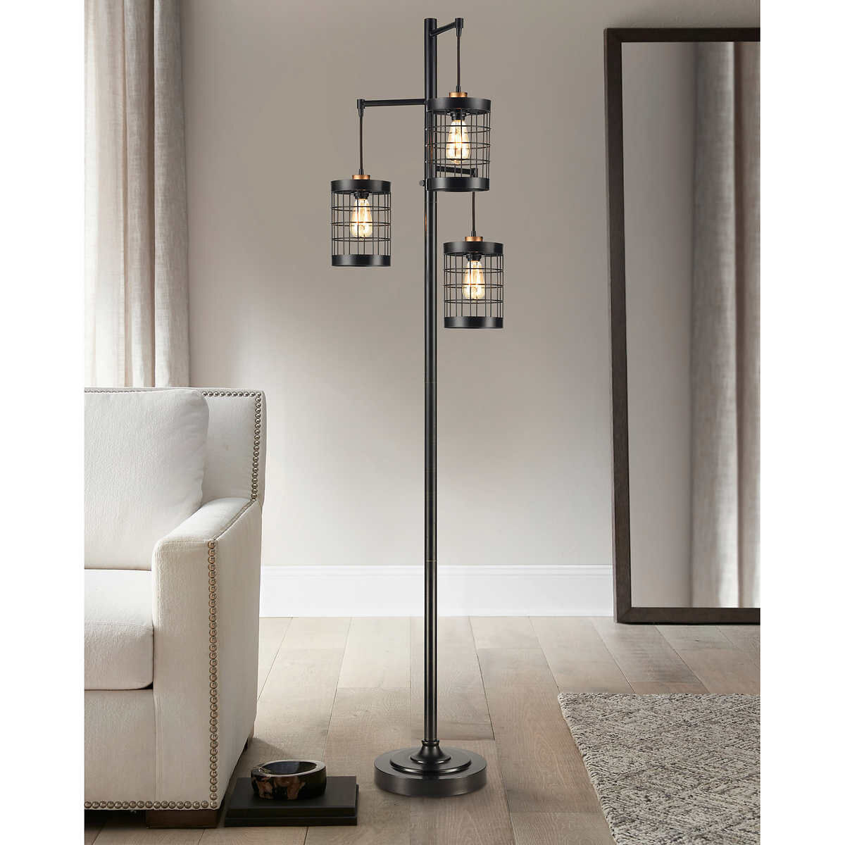 Franklin YHB-FL0866-B 74in Black 3-Arm Floor Lamp 1504416 #84212