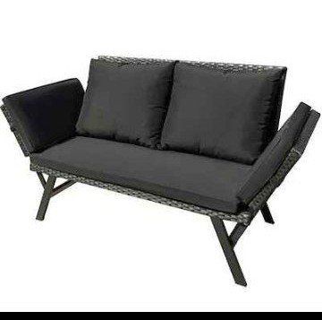 Vineego 0102 70-in W x 32-in H Black Wicker Steel