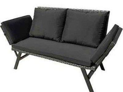 Vineego 0102 70-in W x 32-in H Black Wicker Steel