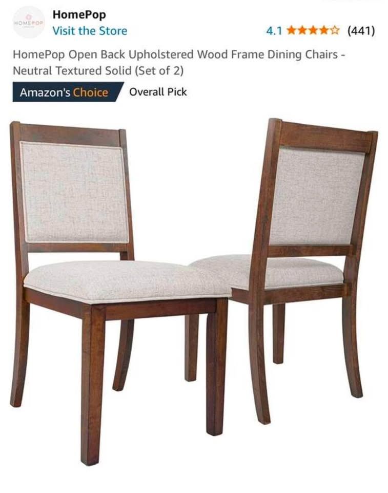 Brand New Upholstered Dining Chairs - 2 Pack