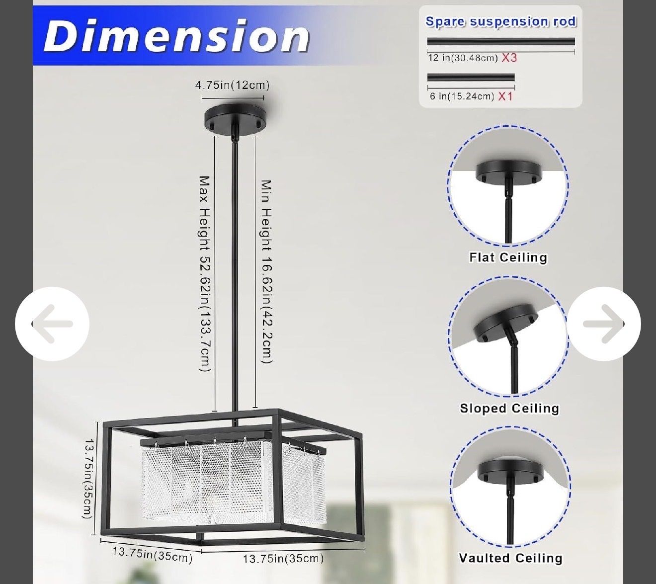 One Modern Black Farmhouse Pendant Light Fixture, Adjustable Height, Metal Mesh & Clear Glass