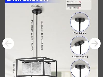One Modern Black Farmhouse Pendant Light Fixture, Adjustable Height, Metal Mesh & Clear Glass