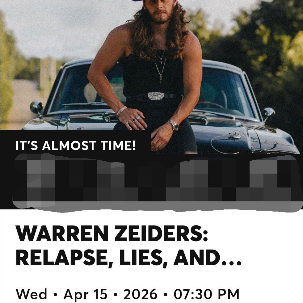 Warren Zeiders Tickets 2 available Weds 15th
