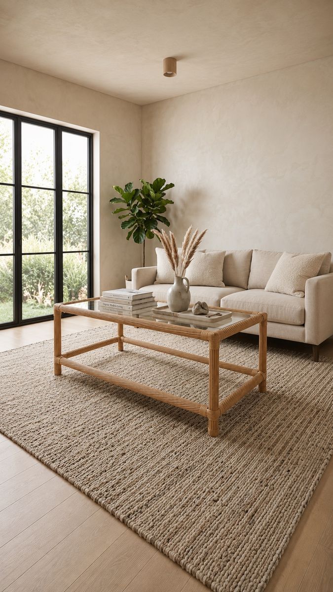 Vintage Hollywood Regency Pencil Reed Bamboo Wicker Rattan Coffee Table w/Clear Glass Insert