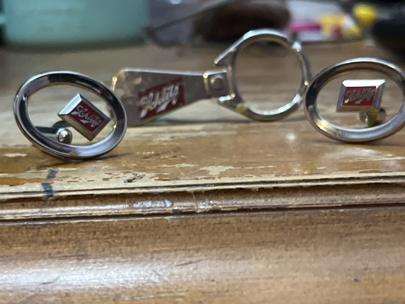 Vintage Schlitz Beer Cufflinks and Tie Clip Set Retro Barware