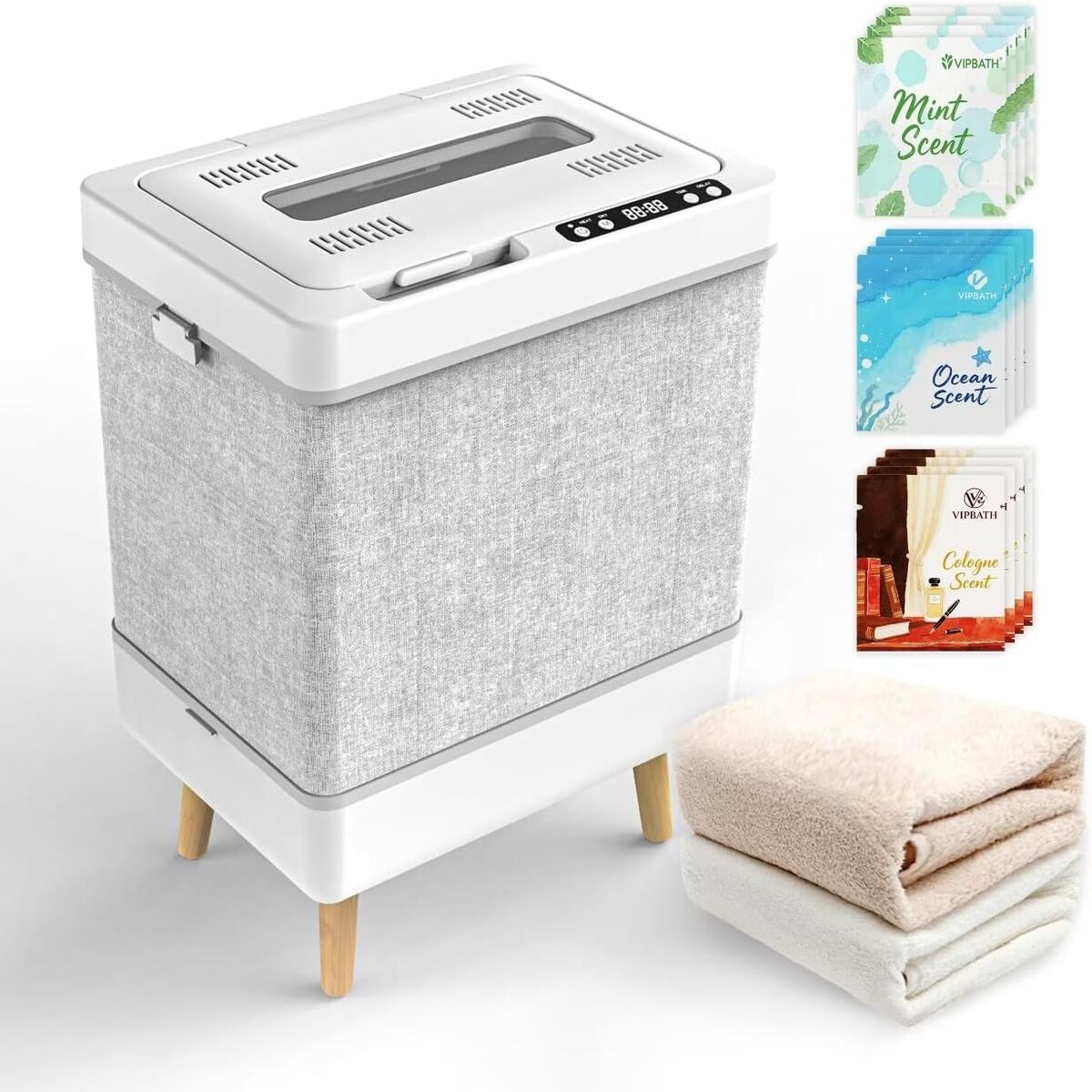 NEW 35L Towel Warmer Gift Set – Family-Sized Foldable Design with Window, Dual Safety Shut-Off for Overheat & Tip-Over