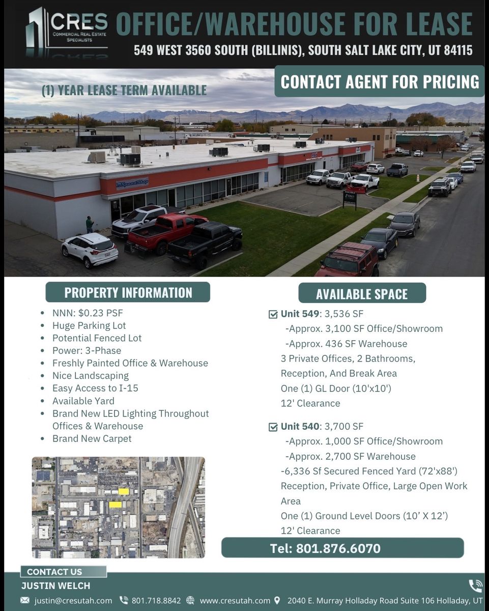 Two (2) Flex Warehouse W/ Yard S.SLC