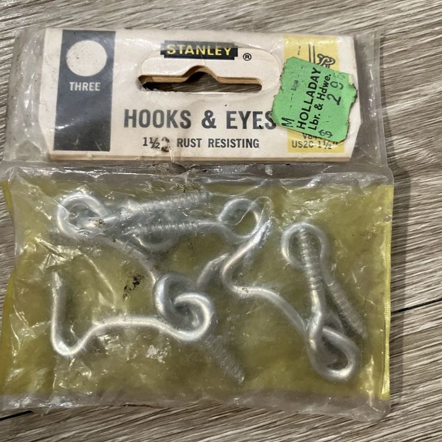Vintage Stanley Gate Hooks & Eyes Zinc 3 - 1 1/2” V8440 5140-06-9915 US2C 3 Hooks & 5 Eye pieces