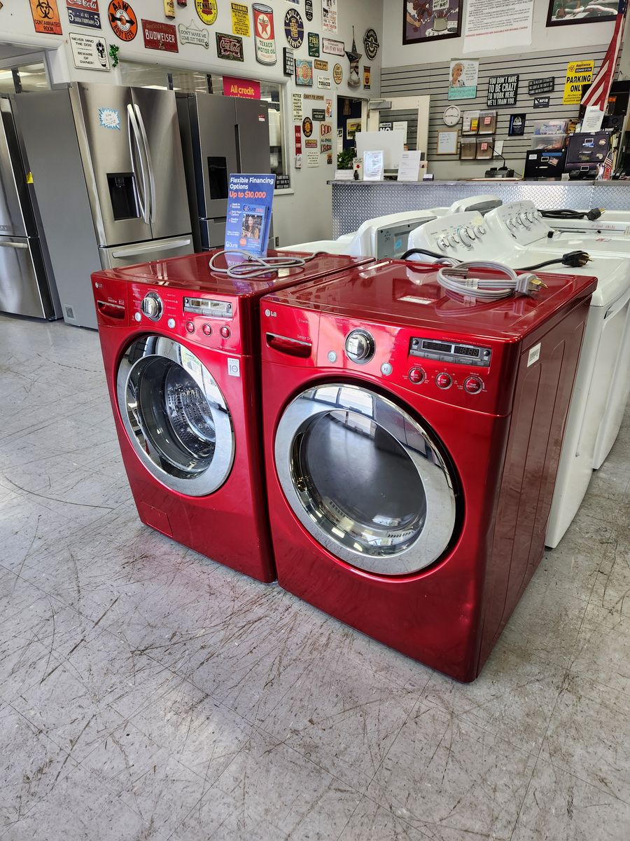 LG True Steam Red Front Load Washer & Sensor Dry Electric Dryer Set