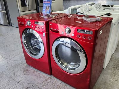 LG True Steam Red Front Load Washer & Sensor Dry Electric Dryer Set
