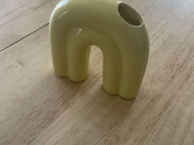Modern Small Yellow Ceramic Arch Vase Decorative Home Accent