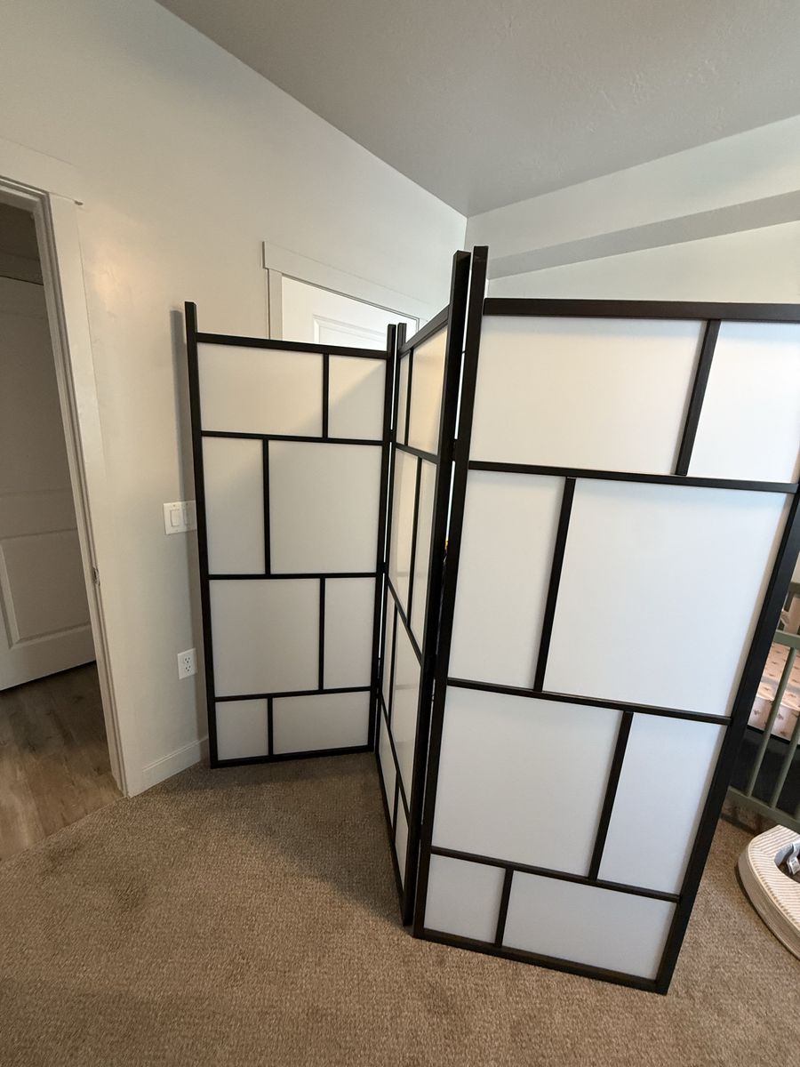Modern Black and White Folding Room Divider 