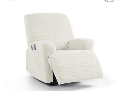 Amazon Basics Extra Large Cream Jacquard Recliner Cover with Pocket - New