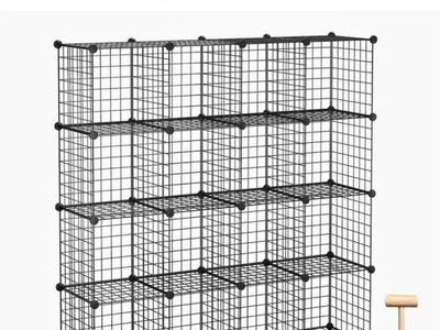 Black Wire Cube Storage Organizer Shelf Unit - Modular Grid Shelving for Closet/Bedroom