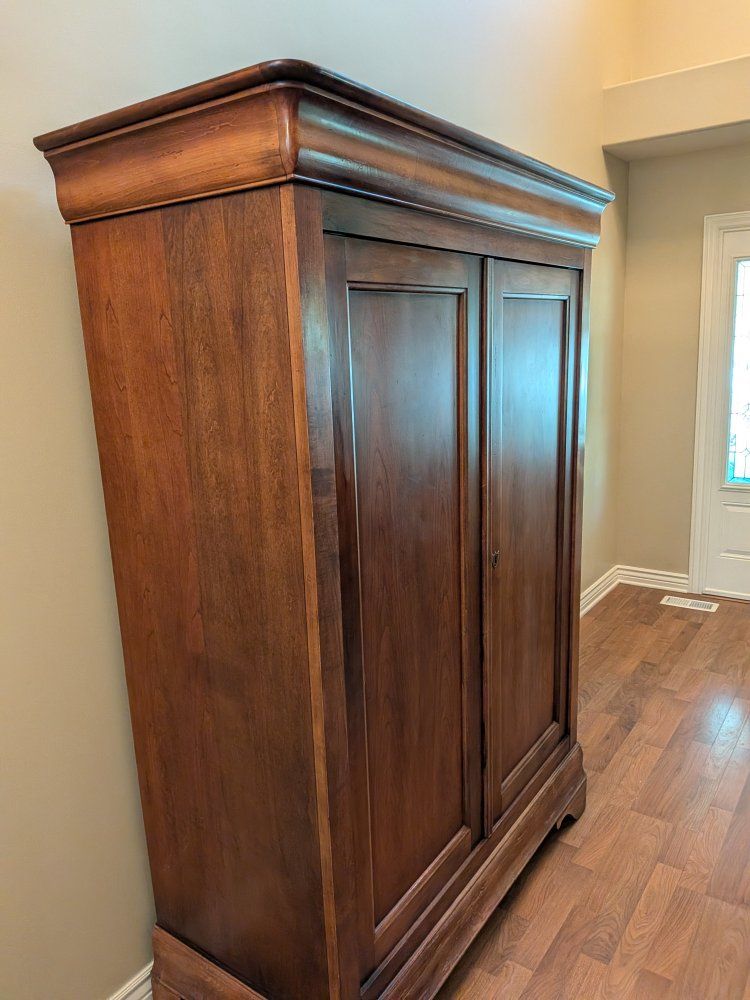 Solid Wood Armoire Wardrobe Cabinet - Dark Cherry Finish