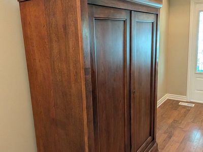 Solid Wood Armoire Wardrobe Cabinet - Dark Cherry Finish