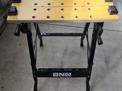 DNA Portable Folding Workbench with Vise and Tool Holders Adjustable width lightweight