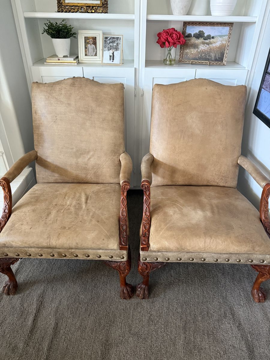 Two beautiful Italian all leather chairs.