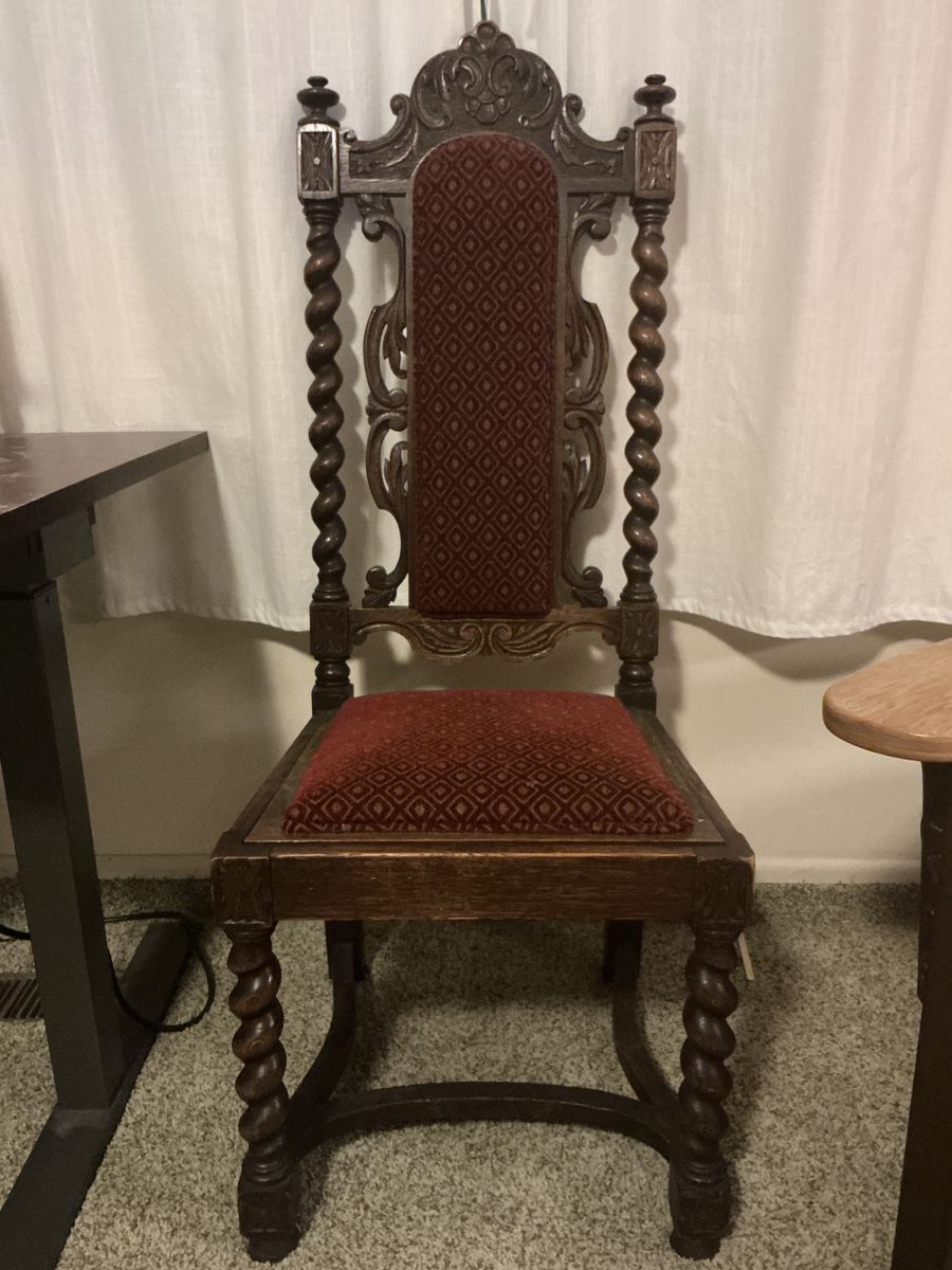 Vintage Antique Carved Wood High Back Accent Chair