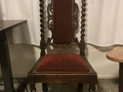 Vintage Antique Carved Wood High Back Accent Chair