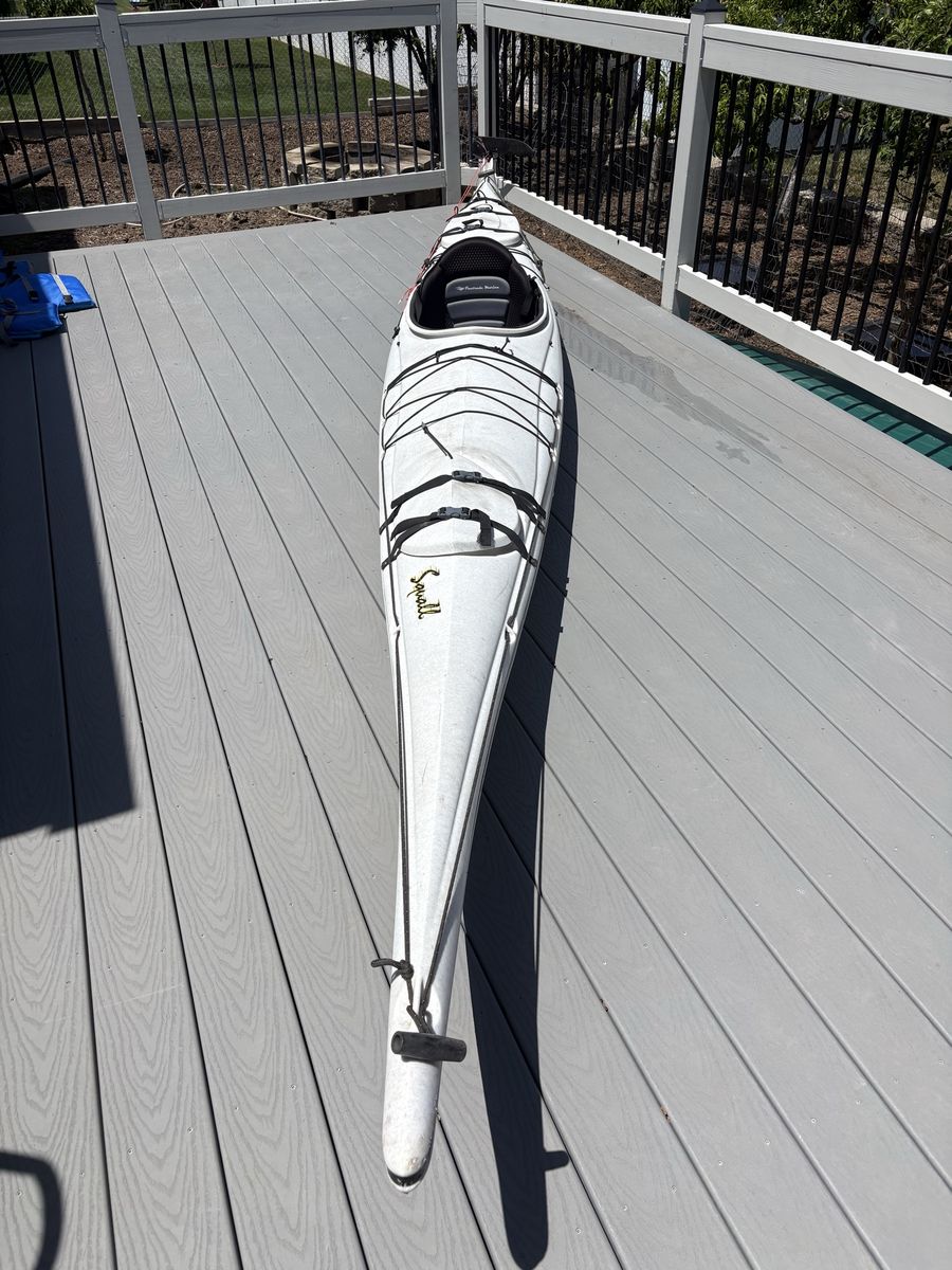 Perception Squall 15' 10" Sea Kayak with Paddle, Rudder, and Skirt - White/Gray
