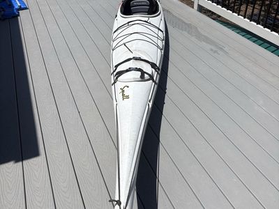 Perception Squall 15' 10" Sea Kayak with Paddle, Rudder, and Skirt - White/Gray