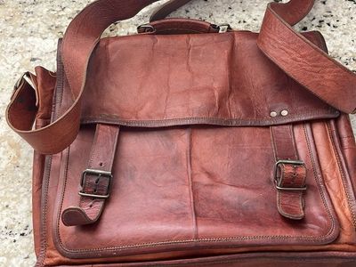 Komal’s Passion buffalo leather messenger briefcase
