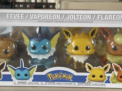 Funko Pop! Games Pokemon Eevee, Vaporeon, Jolteon, Flareon 4-Pack Vinyl Figures (New)