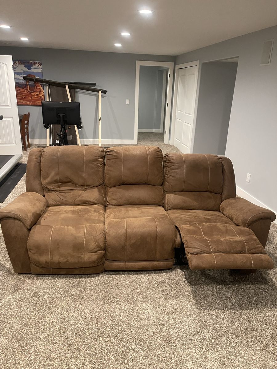 Brown Microfiber Reclining Sofa and Loveseat Set Free