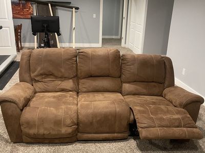 Brown Microfiber Reclining Sofa and Loveseat Set Free