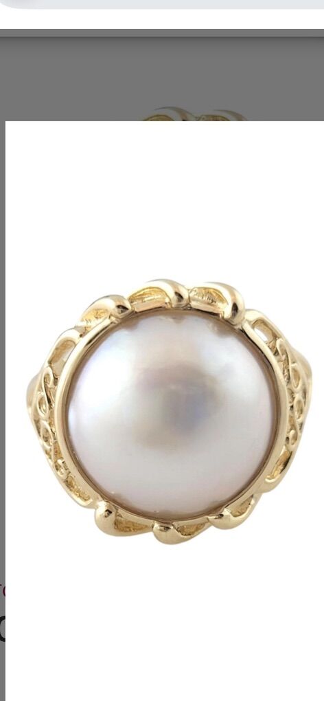 Stamped 14k Authentic Mabe Pearl Ring Size 6.25