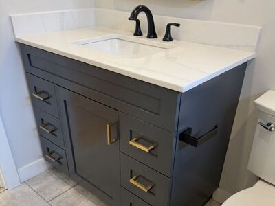 Custom 36" Bathroom Vanity – Quartzite Top – Kohler Sink – $500