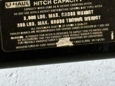 U-Haul Curt V-3 Trailer Hitch - 3000 lbs GTW, 350 lbs TW - Ford Fusion / Lincoln MKZ